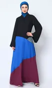 Abaya with Striking Color-Blocking Panels & Pockets