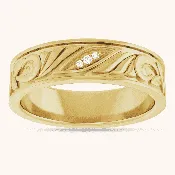 14K White &amp; Yellow Gold Ring Natural Diamond Band