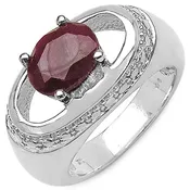 2.5cttw Large Oval Ruby Rhodium Plated Sterling Silver Ring Size 7