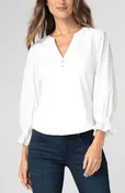 3/4 SLEEVE KNIT-TO-WOVEN BLOUSE