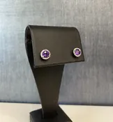 14kw, Amethyst and Diamond Studs