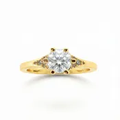 Cluster Accented Gold Diamond Engagement Ring