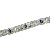 14KW Round Diamonds and Marquise Blue Sapphire Bracelet