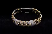 10K TWO-TONE GOLD 13.20 CTW PAVÉ DIAMOND CUBAN & GUCCI LINK BRACELET 8"