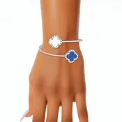 Blue & White Clover Bangle