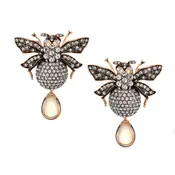 Azaara Vintage Whisky Topaz Drop Clip On Bumble Bee Earrings
