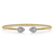 14K White and Yellow Gold Diamond Pear Shape Bujukan Bangle