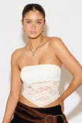 BANDEAU STRETCH LACE OVERLAY POINTED HEM TOP