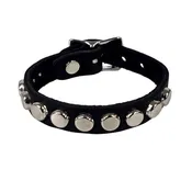 1 Row Nailhead Studded Black Leather Cuff