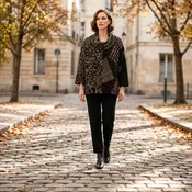 Cowl Neck High-Low Top in Khaki | Women's Relaxed Fit - KJ24