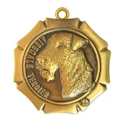 Airedale Terrier Dog Id Tag Antique Gold Finish