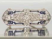 Antique Platinum Diamond Brooch with Enamel