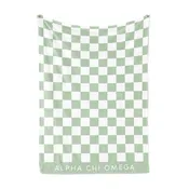 Alpha Chi Omega Blanket - Thick Checkered Sherpa Blanket