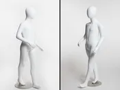 Animated Egghead Youth Mannequin -- 4'2"H White Glossy Large
