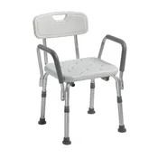Aluminum Shower Chair w/Back & Removable Padded Arms 300 lbs
