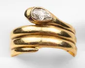 1877 English Diamond & Ruby Snake Ring