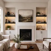 Black Painted Lighted 3" Thick Alcove Floating Shelves