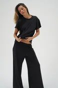 Ava Oversized Spandex Jersey Tee - Black