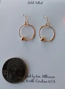 14K Gold Filled Handmade earrings Circle with Bead