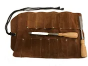 12 Pocket Lrg Leather Tool Roll - 10" x 21" with 4"x2 3/8" pockets