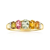 1.00 ct. t.w. Multicolored Tourmaline Ring with .90 ct. t.w. White Zircons in 18kt Gold Over Sterling