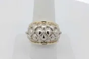 0.13cttw Diamond Quilted Lattice Ring In 14k Gold 10.1 Grams Size 8 Eb0926irxsa