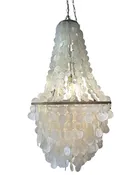 1970s Panton-Inspired Capiz Shell Chandelier N.O.S. with Box – 44” Long