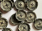 Black Matte Natural Horn Buttons with Graphic Spiral