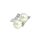0.06 CTW Diamond & Bypass Pearl 14K White Gold Ring