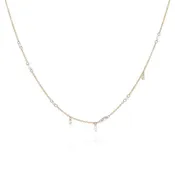 18k Yellow Cable Chain with Various Free-Set Diamonds