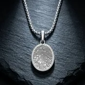 Sterling Silver Oval Fingerprint Necklace