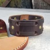 1 1/4" Double Weave Cuff / Brown/ 7.5" Wrist