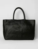 Allan K Morgan X Large Double Jump Leather Woven Tote | Black | Final Sale - No Returns