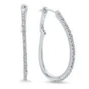 14K White Gold Hoops