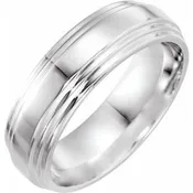 10K White 7 mm Double Beveled-Edge Band Size 4