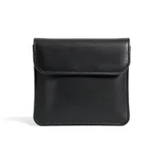 Genuine Leather Cable Organizer – Minimalist Design, 8 x 4 Inches, Black