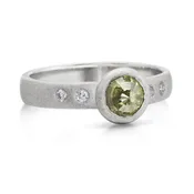 Green Rustic Rose Cut Diamond Ring