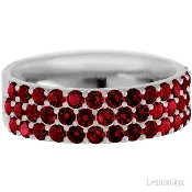 10K White Gold band with 43 Round Dark Ruby having TCW-1.29