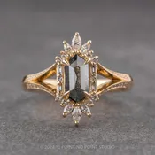 1.01 Carat Black Speckled Hexagon Diamond Engagement Ring, Amelia Setting, 14K Yellow Gold