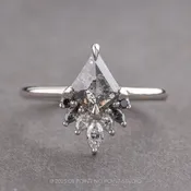 1.02 Carat Salt and Pepper Kite Diamond Engagement Ring, Ombre Cleo Setting