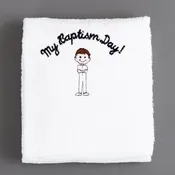 Boys Baptism Towel-Brown