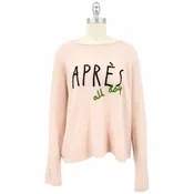 Anthropologie Crewneck Sweater — Light pink with text — Size S