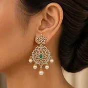 2-in-1 Natural Emerald/Ruby and Diamond Earrings with Pearl Drops