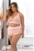 Blush Ribbed Racerback Bra and Shorts Lounge Set