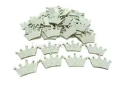 100Pcs Mini Glitter Wood Princess Crown Silver for Baby Shower Wedding Birthday Party Decorations