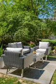 Alfresco Home Castlewood All Weather Wicker 4 Piece Seating Group with Cushions