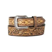 3D MENS BELT 1 7/8" - 1 1 /2" SUNBURST CALF HAIR UNDERLAY BROWN