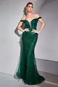 3D Floral Off Shoulder Fitted Gown CB096