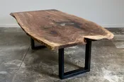 Live Edge Walnut Dining Table with Resin-filled “Lake,” 93″