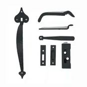 Acorn RUEBR: Small Heart Thumb Latch Set - Black Rough  Iron